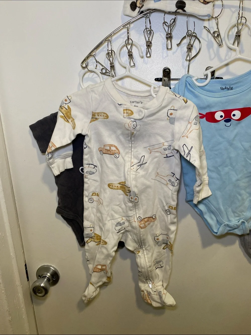 Carter's,  Baby One-Piece Set in Gray, Light Blue, White, Black and Sleeper.